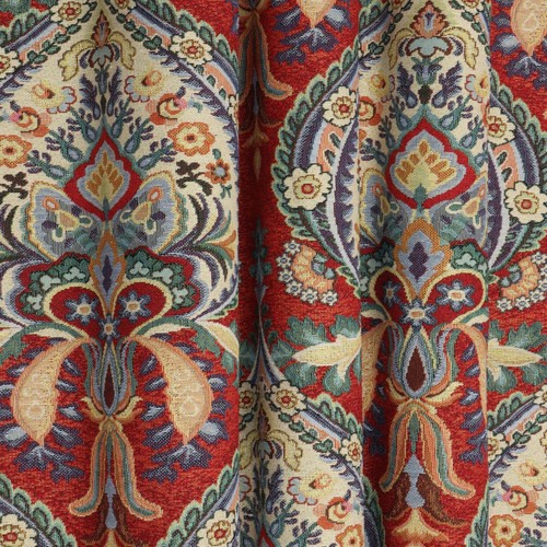 Colombo Damask Tapestry Fabric Red | Paisley | Jacquard | Curtains Upholstery - Picture 7 of 7