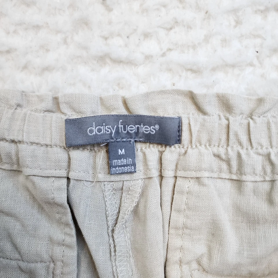 Pantalones Cortos Daisy Fuentes Longitud Media M Beige Caqui Transpirable Lino Algodón Costero Foto 4 de 4