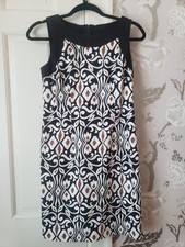 Talbots Petites Sleeveless Black Brown Dress Sz 2 Sheath Stretch Cotton Career