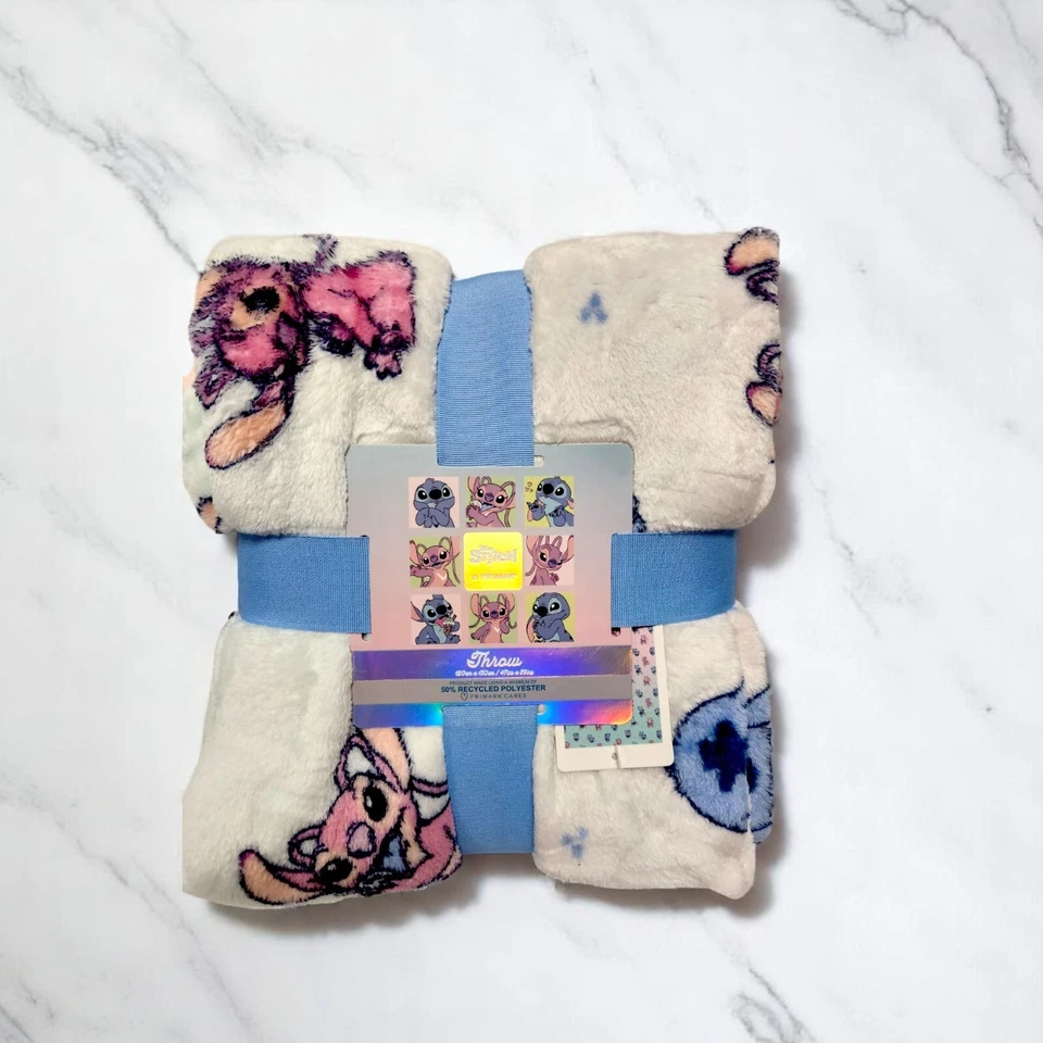 Disney Stitch & Angel Soft Throw Blanket 120x150cm Primark Recycled Polyester - Image 2 of 4