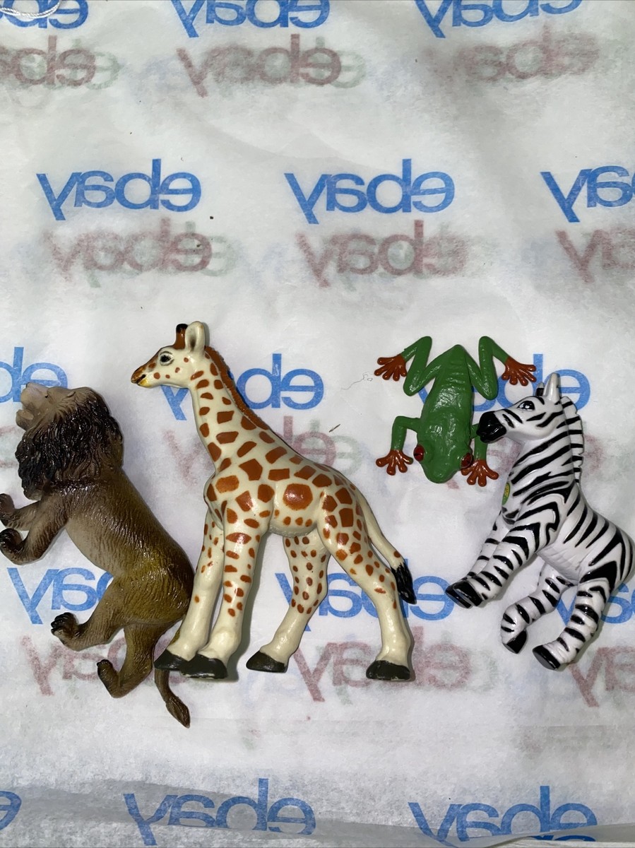 Vintage 1996 Wild Giraffe zebra Lion Red Eyed Tree Frog Safari Ltd