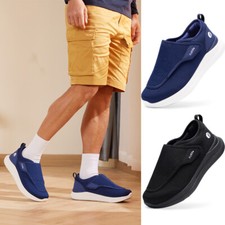 FitVille Men's Diabetic Shoes Extra Wide Adjustable Slip-on Swollen Feet Walking