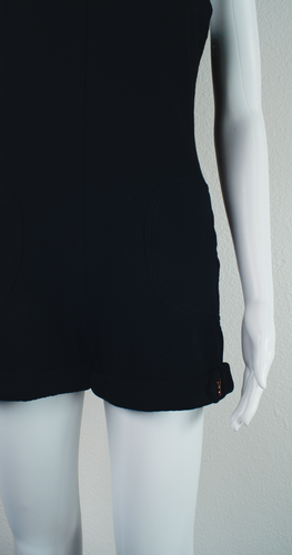 Vintage Betsey Johnson Just Johnson Romper Fleece Navy Blue Buttoned Sz 2 Y2K - Picture 9 of 14