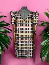 Chic Geometric Print Dress with Metallic Fibers, Lantern Sleeves, Eu38/M 