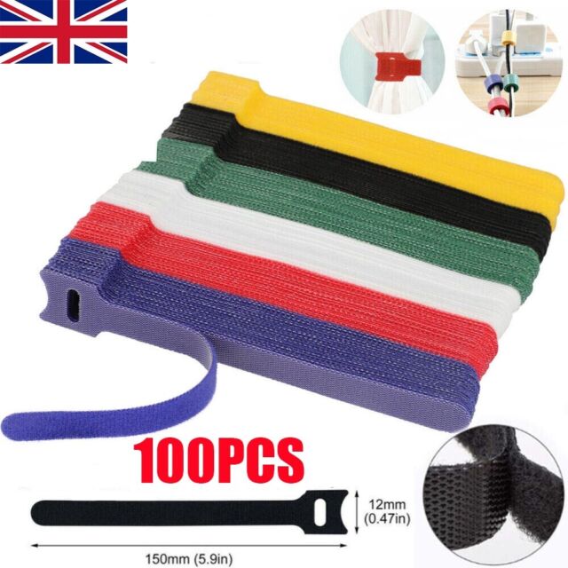 100Pcs Microfiber Cloth Cable Straps Hook Loop Reusable Fastening Cable Ties UK 100Pcs Microfiber Cloth Cable Straps Hook Loop Reusable Fastening Cable Ties UK