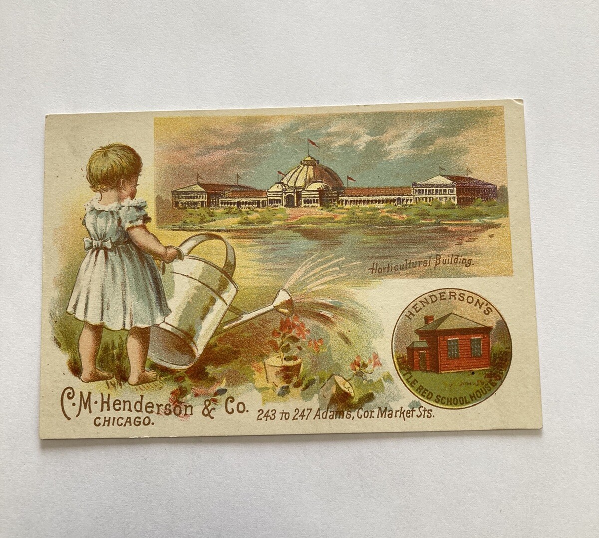 CM Henderson Little Red School House Shoes Victorian Trade Card Horticultural-image
