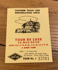 VTG Travel San Francisco, California  The Grey Line Tour  Souvenir Ticket Stub