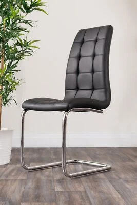 MURANO x2 Faux Leather Deep Foam Cushioned Dining Chairs * Ex-Display * - Image 1 of 4
