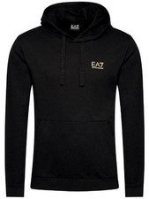 Felpa Uomo EA7 Emporio Armani Cappuccio Cotone Garzato 8NPM04 0208 Nero Oro