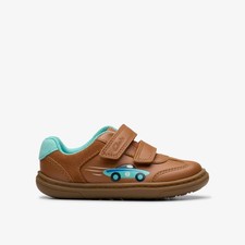 Clarks Boys Flash Racer Toddler Tan Riptape Leather Casual