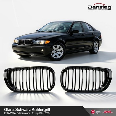 Densieg Nieren Grill Glanz Schwarz für BMW 3er E46 Limo Touring 01-05 Facelift