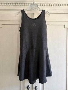 Adidas Girls Tennis Dress Grey Black Slim Fit Racerback AZ10335 Size M 10-12