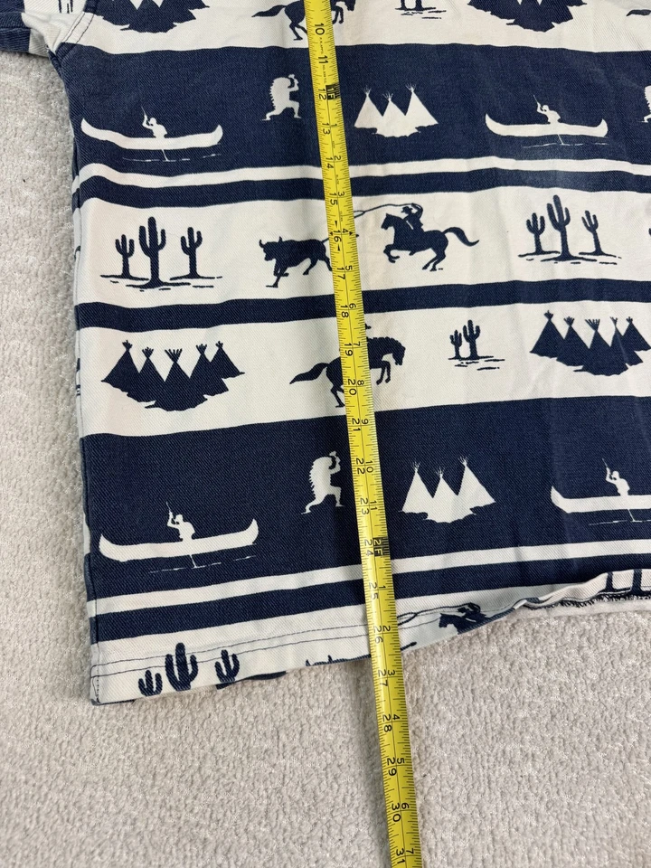 Vintage Structure Pullover Mens Large Blue White Western Aztec Pattern USA 90s - Image 3 of 4