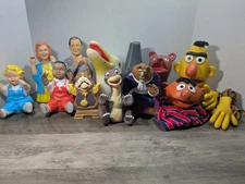 Lot Of 12 Vintage Plastic Hand Puppets - Disney, Muppets, And Child Craft