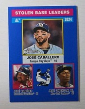 2025 Topps Heritage - #198 2024 AL Stolen Base Leaders Blue Border Parallel