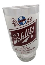 Vintage Schlitz Beer 32oz single Sided Pedestal Glass