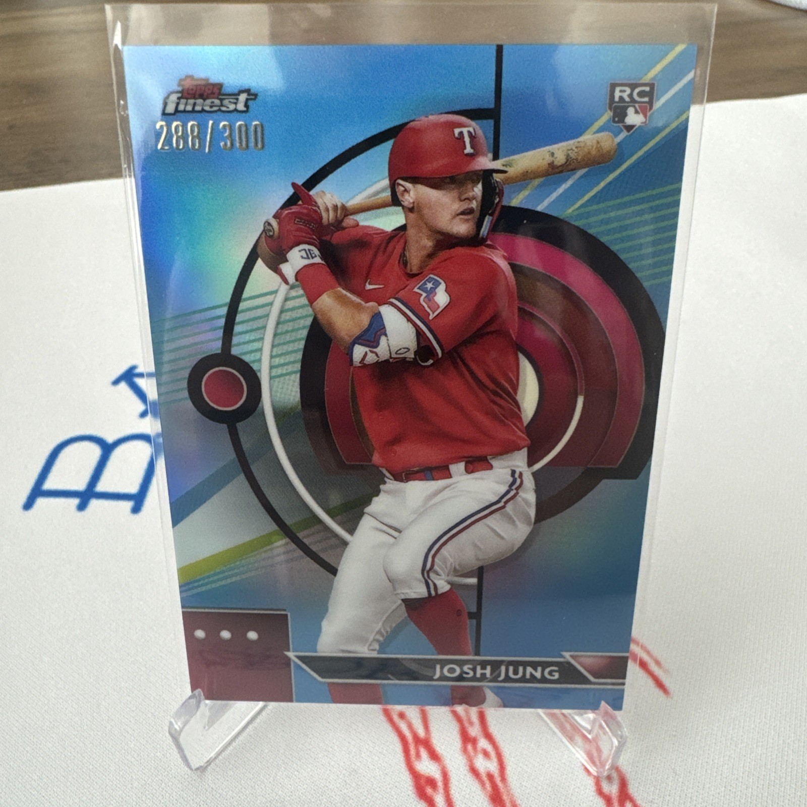 2023 Topps Finest Josh Jung 75 RC Sky Blue Refractor /300 | Texas Rangers