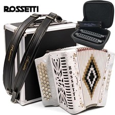 Rossetti 3112 FBE Fa 31 Botón Acordeón Blanco con Estuche, Correas y Paquete de Armónica