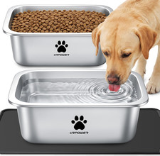 2 Pack 1.25 Gallon Large Dog Water Bowl Stainless Steel Dog Bowls