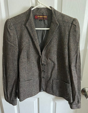 Peabody House Women's Vintage Tweed Blazer Coat, Wool, Made in Romania, Size 7/8