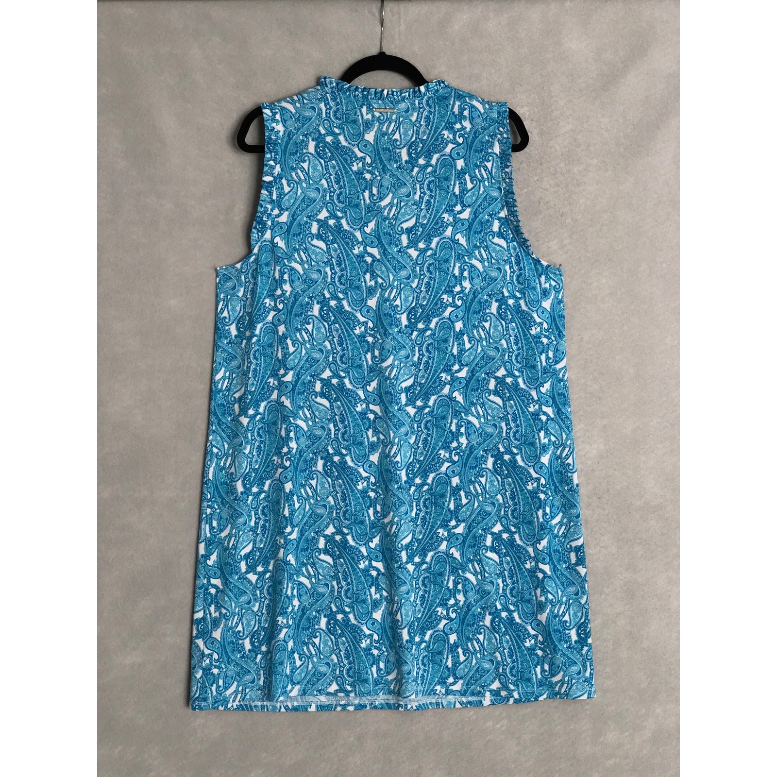 Michael Michael Kors Shift Dress Women's 1X Paisley Ruffle V-Neck Blue thumbnail 5