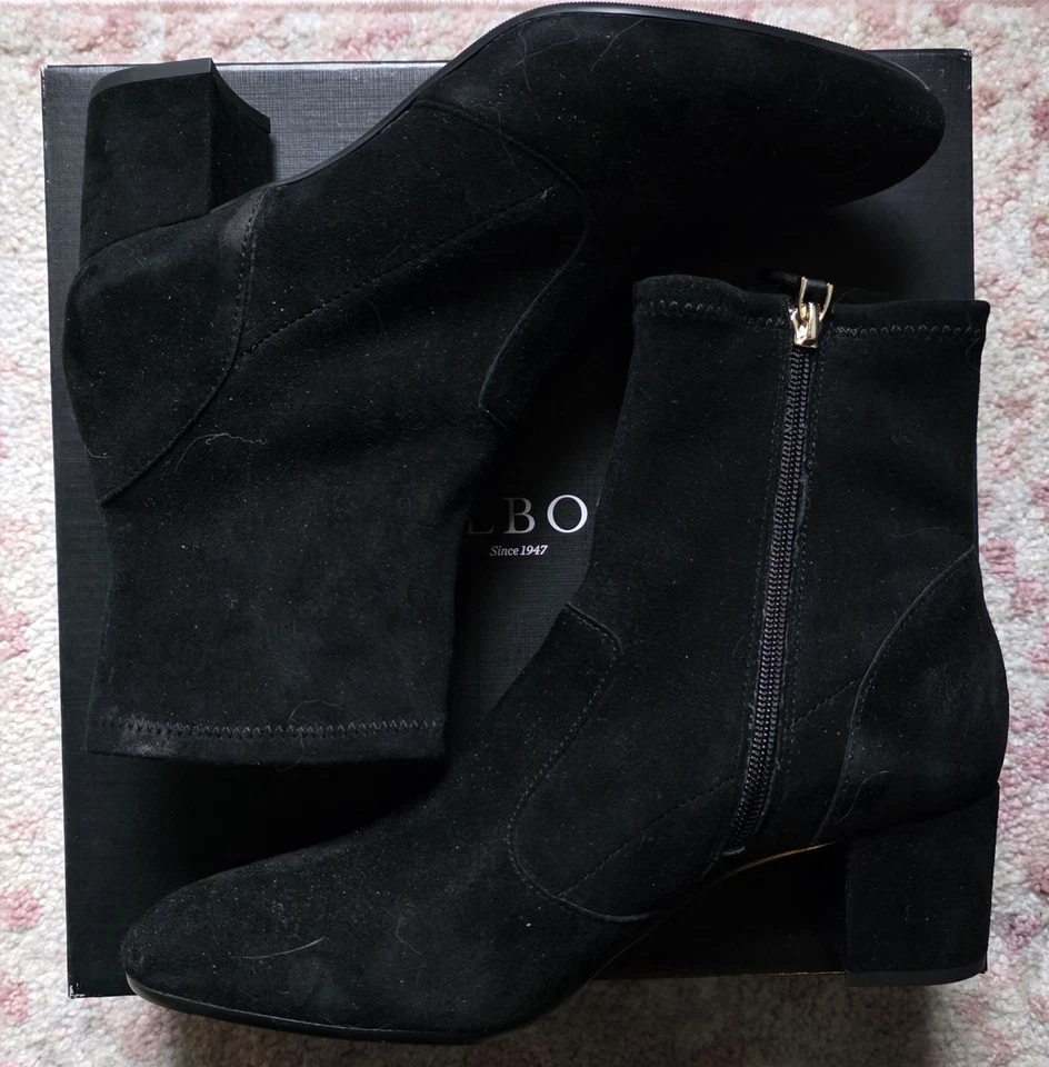 NOVO NA CAIXA Talbots Bota Tamanho Tornozelo Veludo Preto 9 Média - Imagem 2 de 4