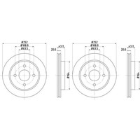 2X Hella Bremsscheiben 252Mm Hinten Vorne Passend FüR AC ACE Aceca Cobra