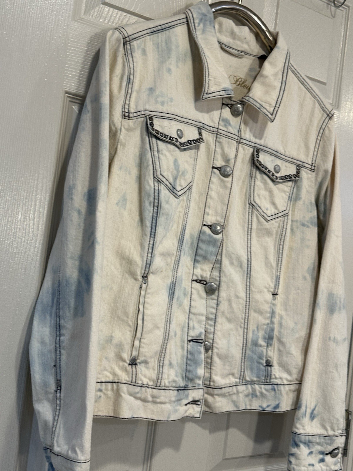 Code Bleu Denim Jacket Custom Ku Jayhawks Size L - image 3