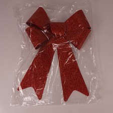 Large Christmas Holiday Decorative Bow 12 inch Red Glittery Festive Decor