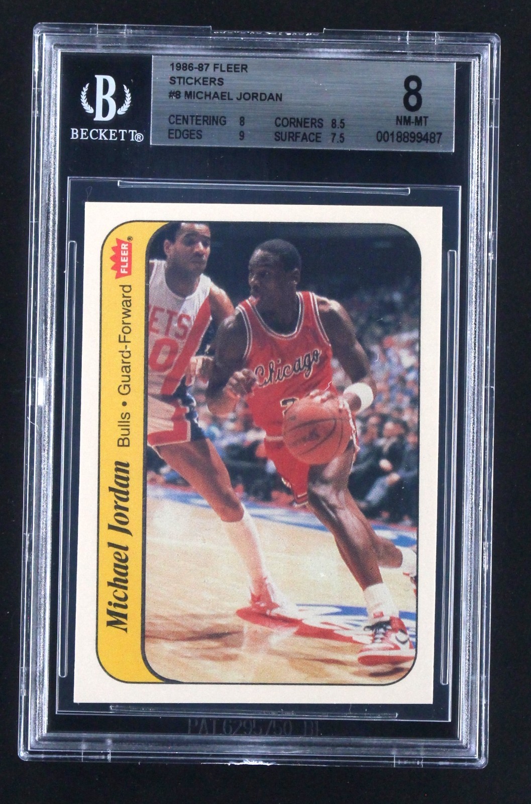 1986 Fleer Michael Jordan Sticker #8 BGS 8 Rookie RC