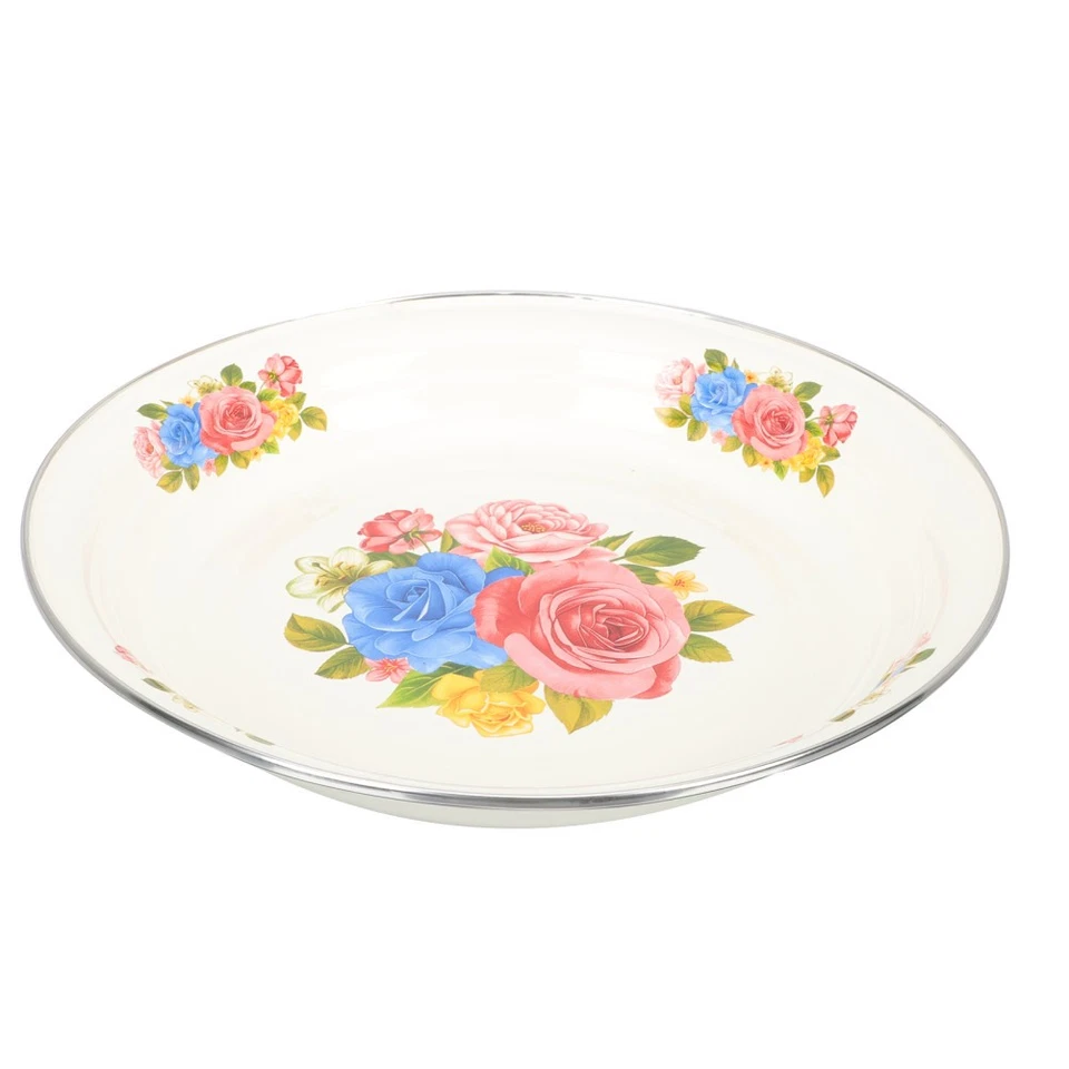 Retro Rectangular Tea Tray Party Food Trays Everyday Enamel Plate