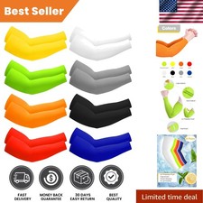 Lightweight UV Protection Arm Sleeves - 8 Pairs Soft Ice Silk Sports Cover
