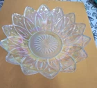 Vintage Federal Petal 8" Clear Carnival Glass Coupe Bowl Circa 1960 Iridescent