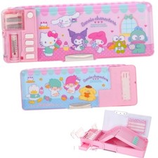 Mix Sanrio Characters Hello Kitty Pencil Case Stationery Box Glitter 2-Sharpener