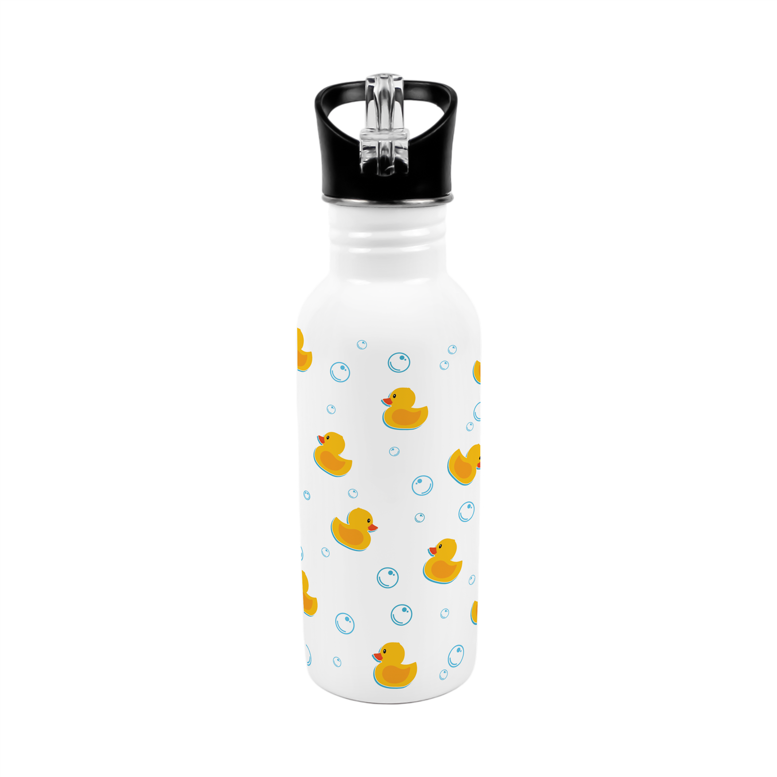 Rubber Ducks Metal Canteen Gift  - 600ml Water Bottle with Flip-Straw Lid