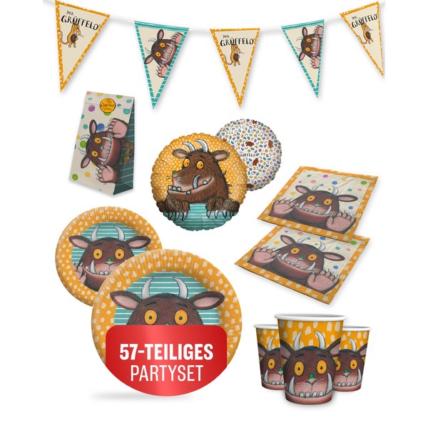 GrüFfelo 57-Tlg. Party Set – Deko Mit Folienballons Wimpel GeschenktüTen-image