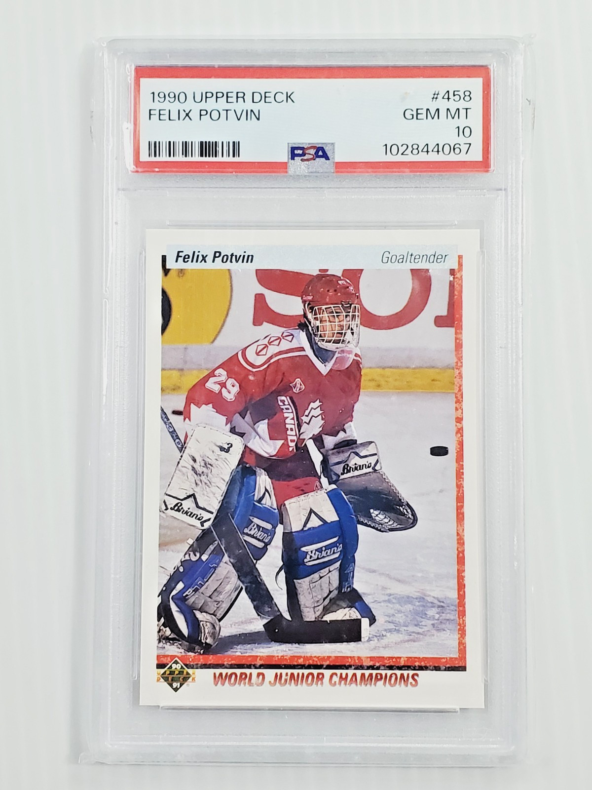 Felix Potvin - PSA 10 Gem Mint - 1990 Upper Deck Rookie #458 RC card