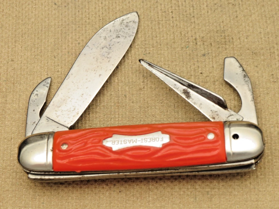 Vintage COLONIAL KNIFE CO USA FOREST MASTER Scout Knife Scarce Orange Handles B - Image 3 of 4