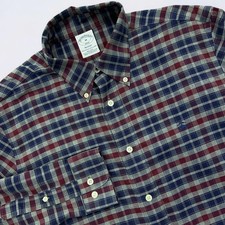 Brooks Brothers Button Down Shirt Men's Medium Check Long Sleeve Non Iron Preppy