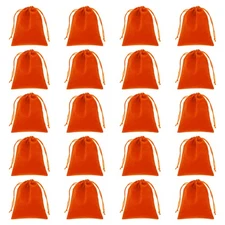 20pcs Flocked Drawstring Bag 4.7 x 5.9 Inch Jewelry Pouches Gift Bags, Orange