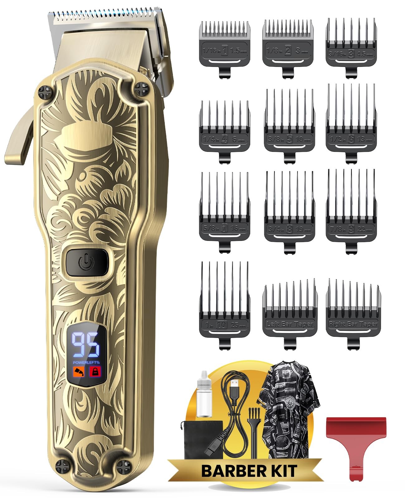 Wireless Hair Clippers for Men - Cordless Barber Trimmer with Precision Blades