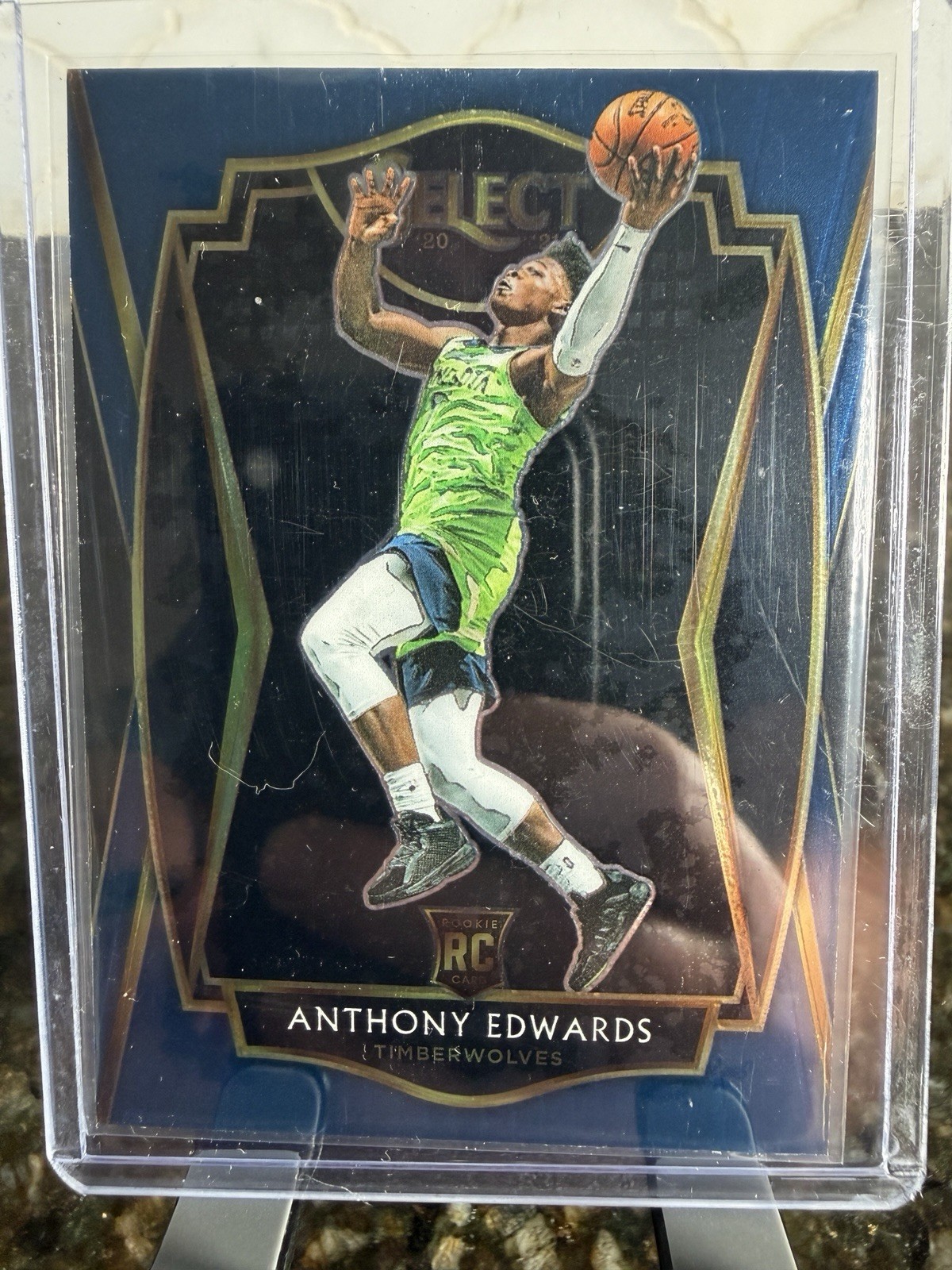 2020-21 Panini Select - Premier Level  Blue Prizm #169 Anthony Edwards (RC)