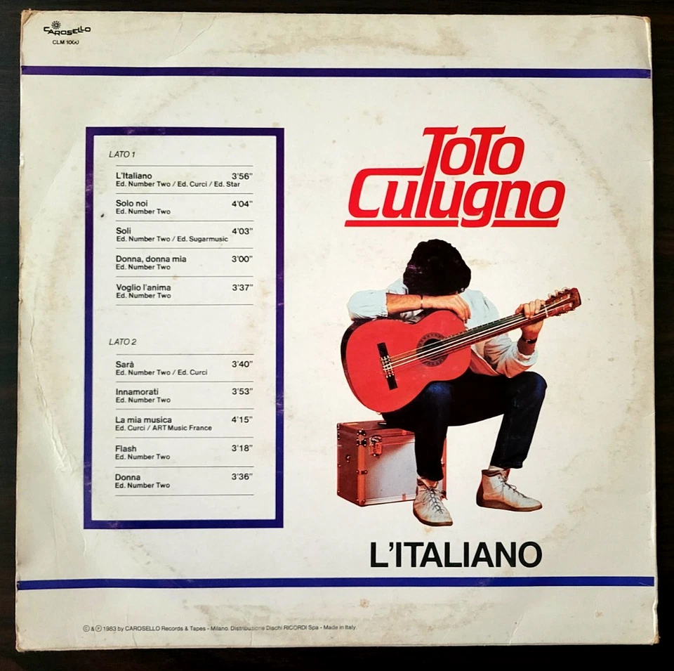 Toto Cutugno - L'Italiano - Italian Pop VG+ Rare Italy Made Vinyl LP Record - Image 3 of 4