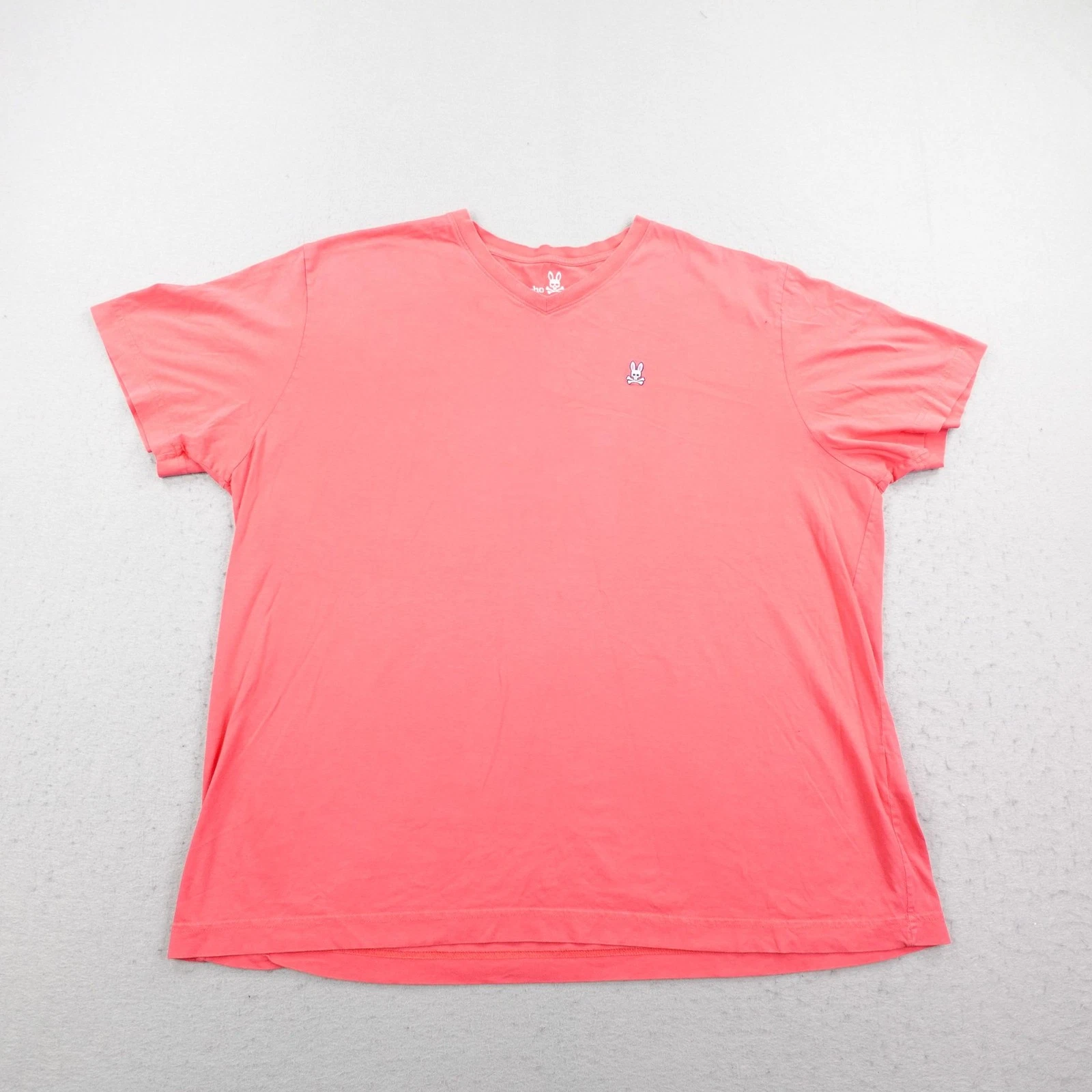 Psycho Bunny Shirt Mens 2XL Coral Pink V Neck Pima Cotton Logo Short Sleeve Tee