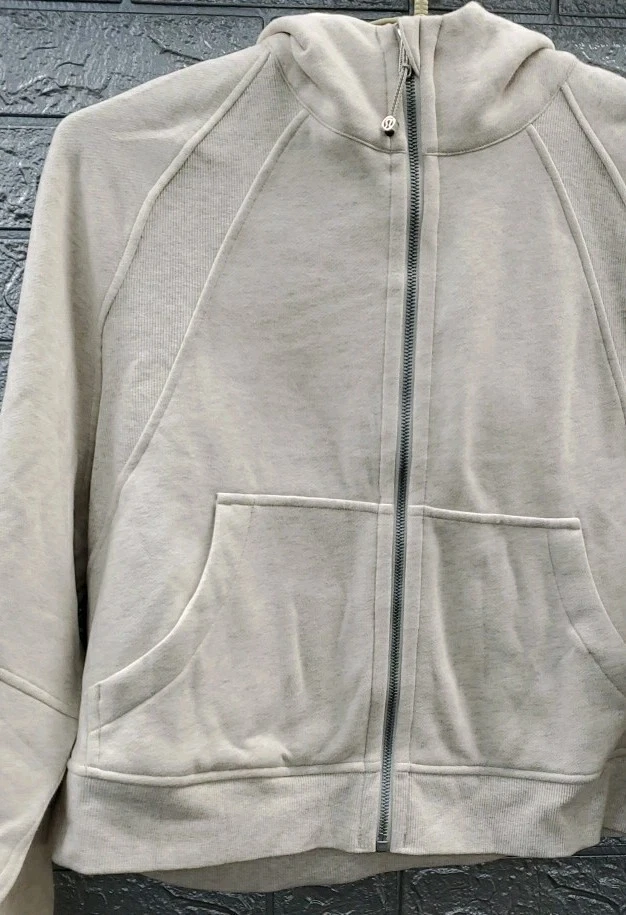 OFF WHITE Nuova felpa Lululemon Scuba oversize full zip con tasche bianco opale taglia XL XXL