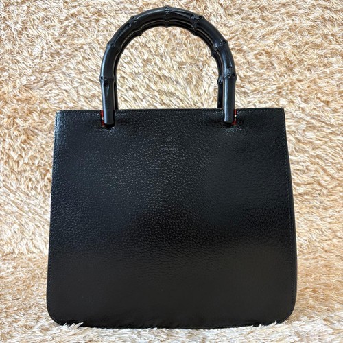 Excellent condition GUCCI 002 1061 001998 Bamboo Leather Handbag rh56451302