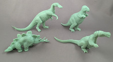Marx Medium Dinosaurs Green Plastic Vtg 1970s Prehistoric Playset Lot of 4