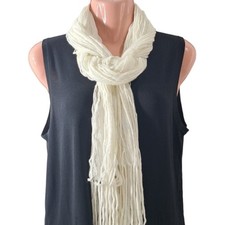 Women's Ivory Metallic Scarf