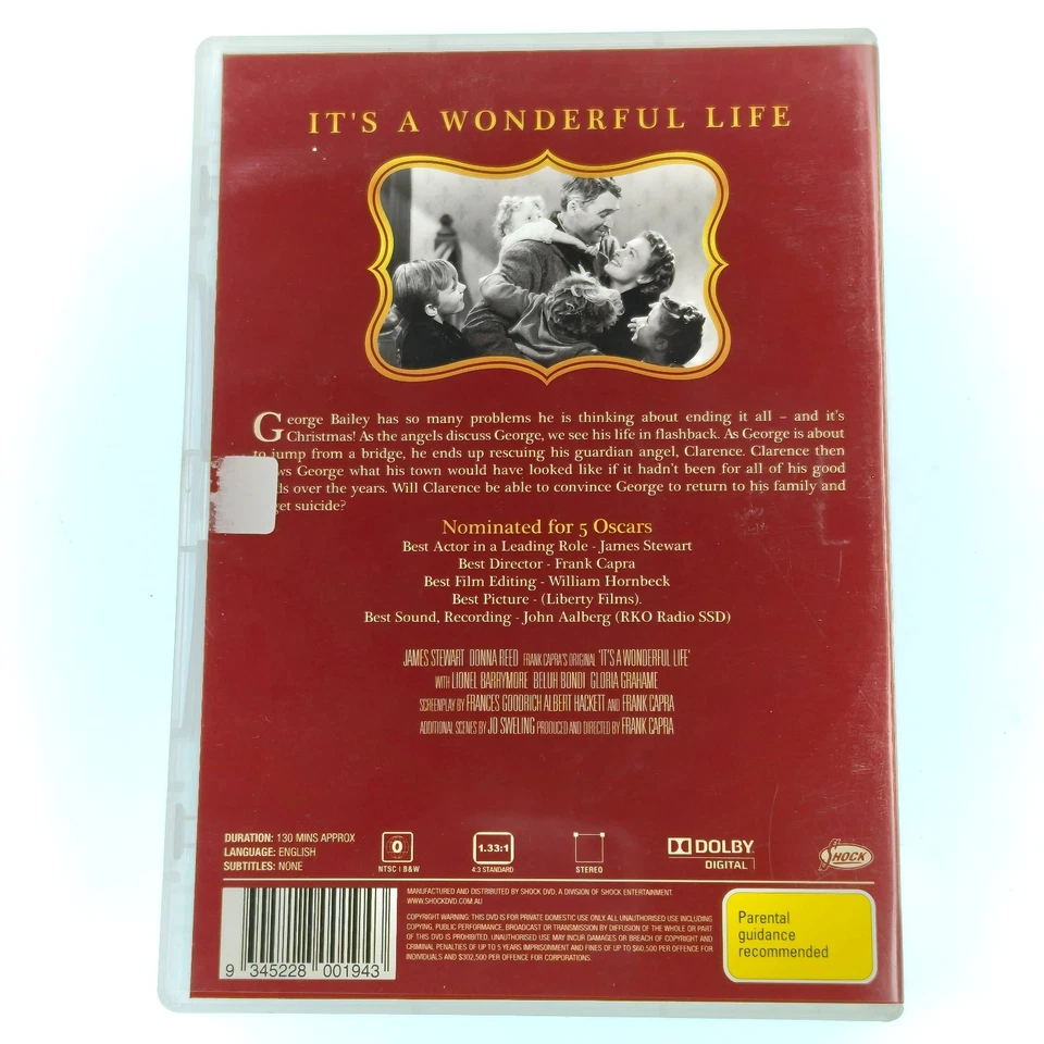 It's A Wonderful Life - James Stewart - Christmas Movie - DVD - Region 0 - Image 2 of 2