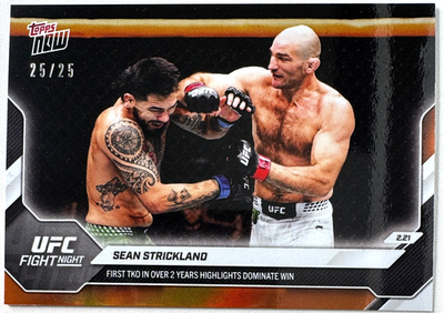 2026 Topps Now UFC #7 Sean Strickland UFC Fight Night Orange Foil